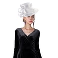 thumbnail image 7 of Hsqqdc Women's Wide Brim Satin Church Hat, Elegant Formal Fascinator for Wedding Banquet Photography Events, 7 of 7