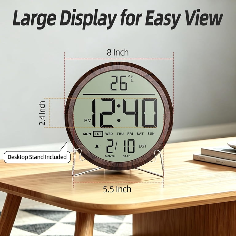 Digital Wall Clock Battery Operated 8