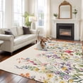 thumbnail image 3 of Watercolor Wildflowers Area Rug 5x7 Washable Rug Non Slip Farmhouse Botanical Flowers Herbs Large Area Rug Soft Stainresistant Indoor Floor Carpet for Living Room Bedroom Home Office Dining Room, 3 of 7