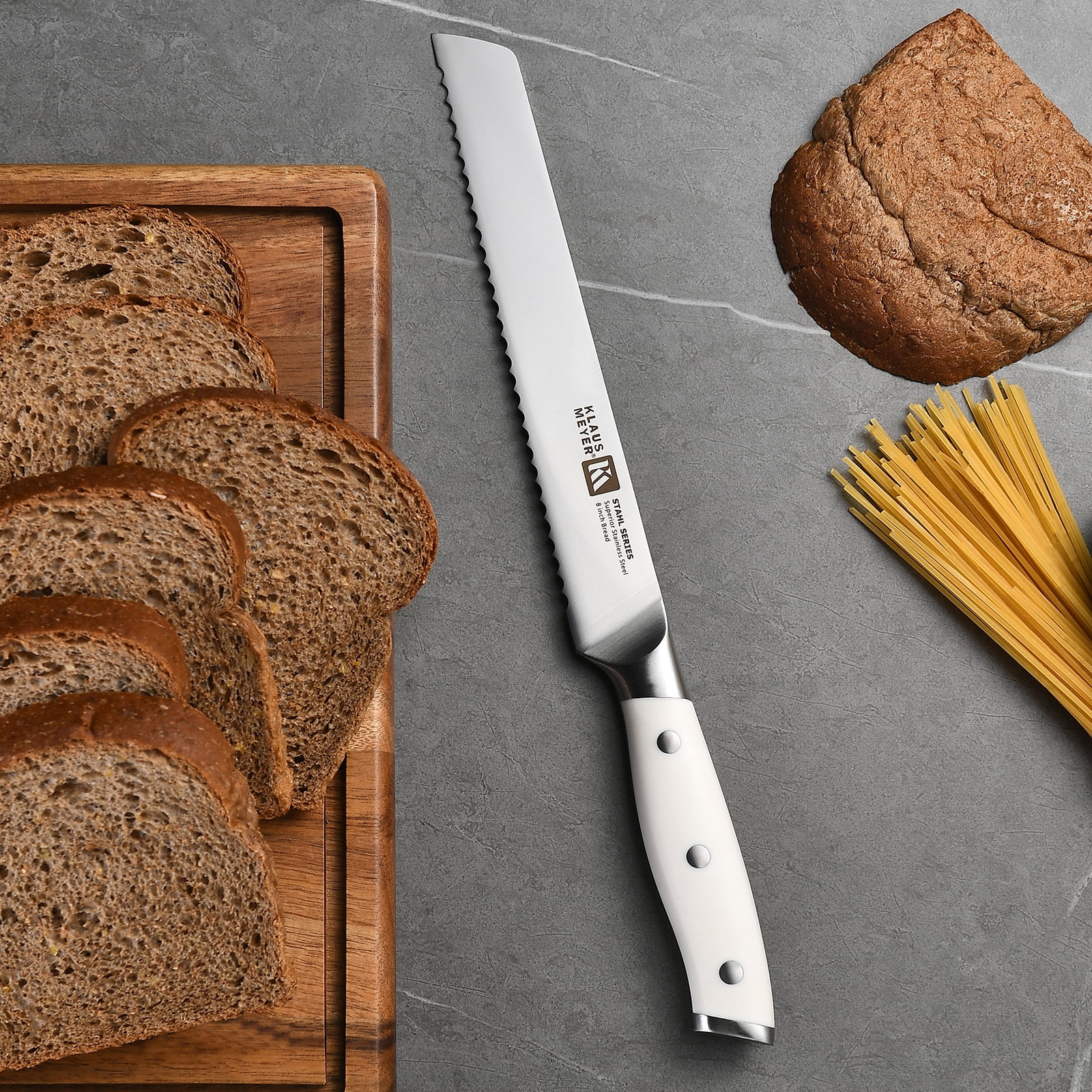 Klaus Meyer Stahl High Carbon Exclusive German Steel 8 Piece Knife Block Set (White)