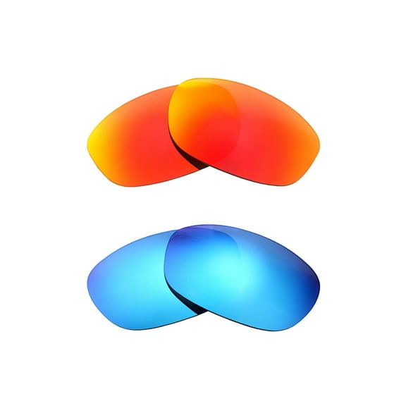Walleva Polarized Fire Red   Ice Blue Replacement Lenses For Ray-Ban RB4089 Balorama 62mm