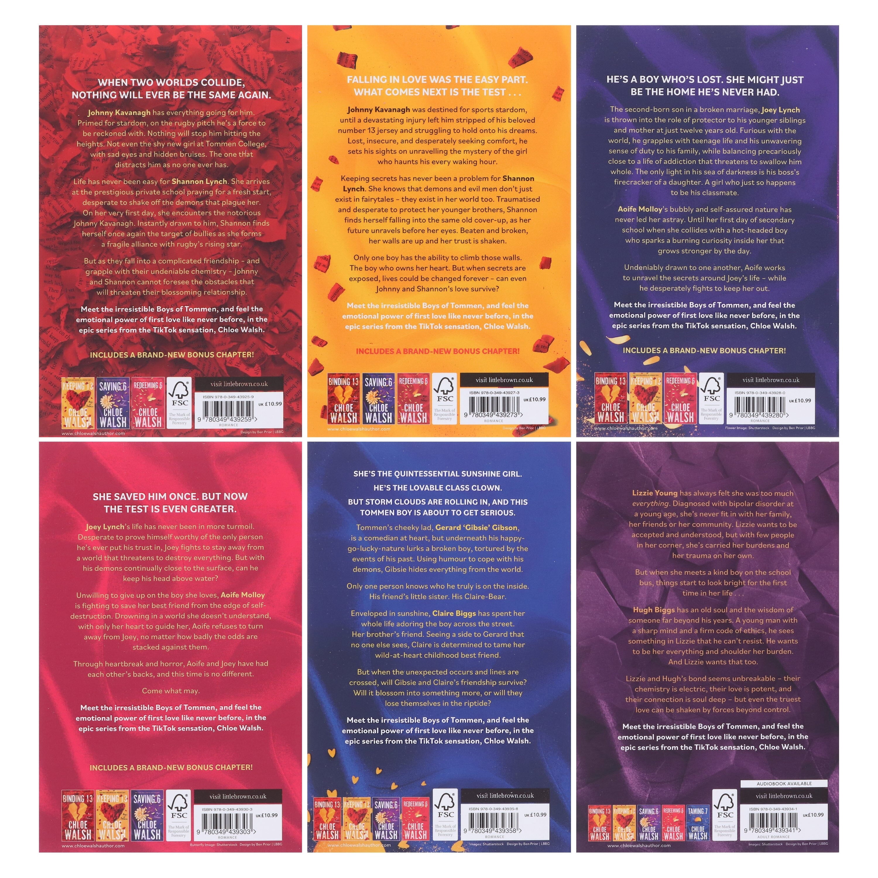 Boys of Tommen Complete Series by Chloe Walsh – 6 Book Paperback Collection Set | Romance Fiction Bundle