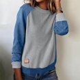 thumbnail image 6 of Colorblock Sweaters for Women Crewneck Raglan Long Sleeve Patchwork Trendy Tops Ribbed Knit Casual Pullover (L, Gray), 6 of 7
