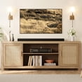 thumbnail image 2 of Yeshouse Rattan TV Stand for 75 inch, Boho Entertainment Center with Adjustable Shelves, Natural Oak TV & Media Cabinet 2-Tier Storage for Living Room Bedroom, 2 of 7