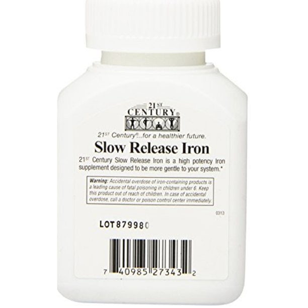 21st Century Slow Release Iron High Potency, Gluten Free, 60ct, 12-Pack