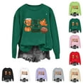 thumbnail image 5 of QTBIUQ Women Thanksgiving Printed Fashionable Loose Casual Long Sleeved Top Regular Sleeve Hooded Sweatshirt Black, 5 of 5