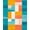 Teal Orange Mustard, Pattern 1, variant on Design&I 8'x10' Washable Area Rug Snag-Free Geometric Patchwork Interlocking Block Patterned Multi Multicolor for Dining Room, Large Office, Lounge