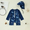 thumbnail image 2 of Toddler Swimsuit Boy Summer Water Sport Long Sleeve Beach Zipper Onesie Swimsuits Hats Holiday Swimwear Boys Bathing Suit Blue 18-24 Months, 2 of 7