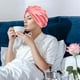 thumbnail image 5 of Gorro de seda satinada ajustable para dormir, doble capa, turbante para dormir, para mujeres y hombres, cabello rizado o liso, trenzas largas, unisex., 5 of 6