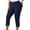 Navy, variant on KHONTS Women's Plus Size Lace Trim Capri Leggings Stretch Crop Leggings Summer Tights Pants Red XL