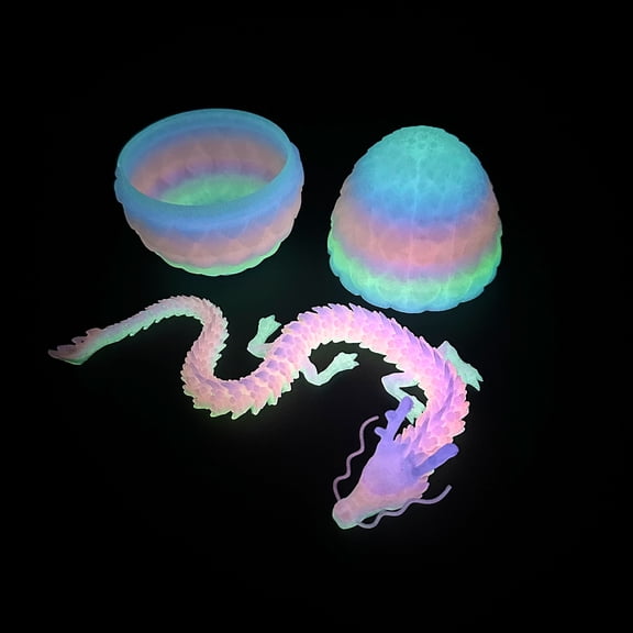 Glowing at Night 3D Printed dragon egg,Flexible Joint Animal lacertid Figurines,Realistic Eyes, Home Office Decor,Fidget Toy for Adults Teens Boy Festival Gifts