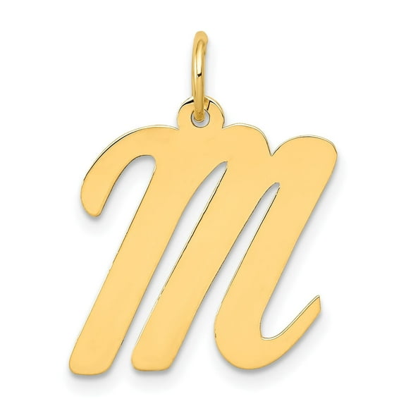 14k Yellow Gold Scorpio Zodiac Pendant Charm, M Tail Symbol Polished Astrology Jewelry