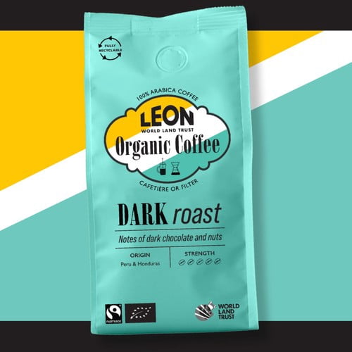 LEON Dark Roast Coffee Beans 200g, British Import (Pack of 2)