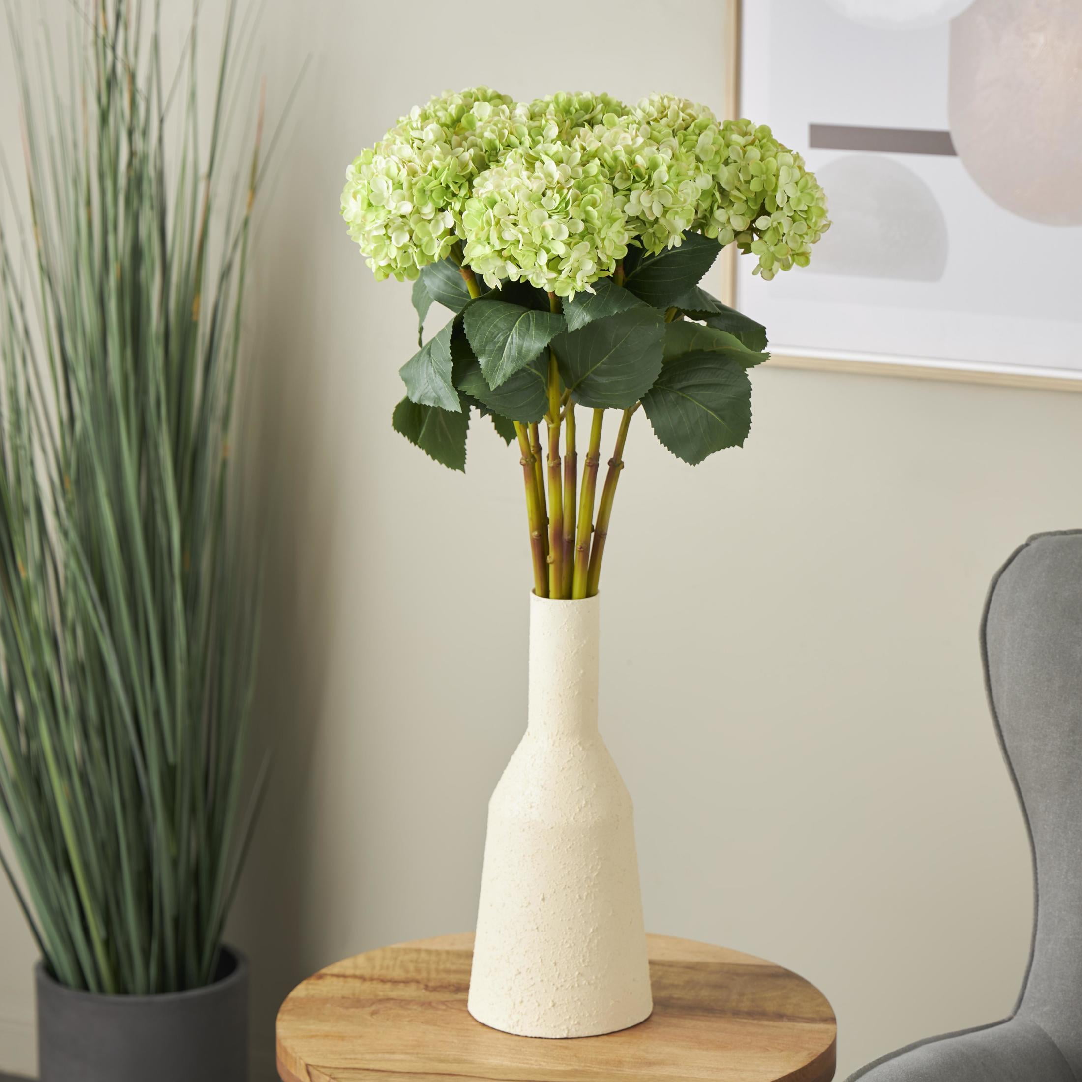 33" Plastic Floral Tall Hydrangea Artificial Flower Stem, by DecMode (8 Count)