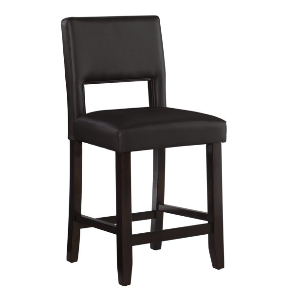 Linon Vega Full Back Wood Counter Stool, 24" Seat Height, Espresso
