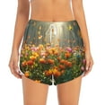 thumbnail image 2 of Picia Butterflies In Flower Field Pattern Women's 2 in 1 Athletic Running Shorts High Waisted Workout Casual Gym Sweat Shorts with Comfy Liner Zipper Pockets-Large, 2 of 9