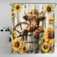 thumbnail image 3 of Farmhouse Highland Cow Shower Curtain, Rustic Cow Shower Curtain Set Farmhouse Bull Sunflower Bathroom Curtain Decor, Waterproof Western Farm Country Bull Bathroom Curtain With Hooks,70X70 Inch, 3 of 5