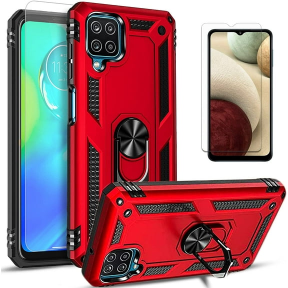 Samsung Galaxy A41 5G Case, [Not Fit Samsung A41/A40], With [Tempered Glass Screen Protector Included], STARSHOP Drop Protection Ring Kickstand Cover- Red
