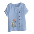 thumbnail image 4 of Túnica de Manga Corta Tops para las Mujeres Océano Pescado Impreso Blusa, Ropa Casual Ver Botón Arriba Camiseta, 4 of 4