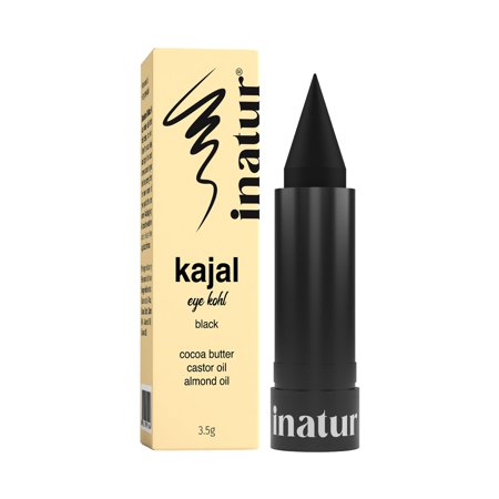 Inatur Black Kajal 3.5G, Vegan, Organic, Long- Lasting, Smudge-Proof, Eye Kohl For Makeup