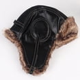thumbnail image 5 of Bomber Hat Men Winter Soft Leather Soviet Ear Flaps Pilot Hats -1, 5 of 5