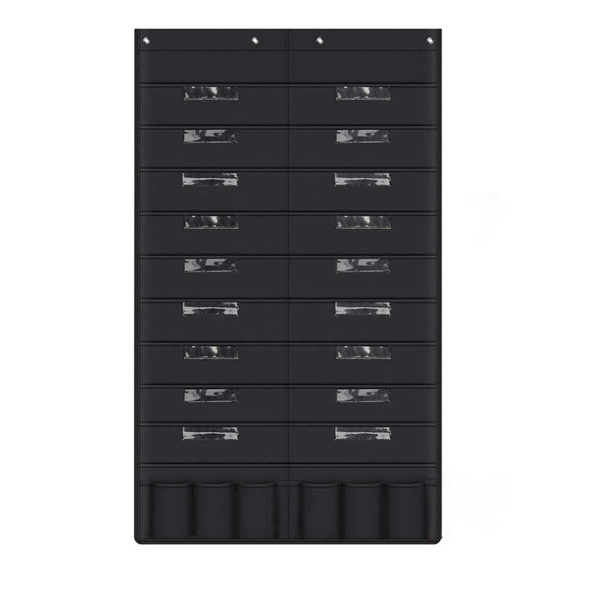 TOOGOO 20 Pocket Door Hanging File Organizer with Name Tag,Black Wall Storage Pocket Charts with 4 Hangers,Great for Classroom,School,Home Or Office Use