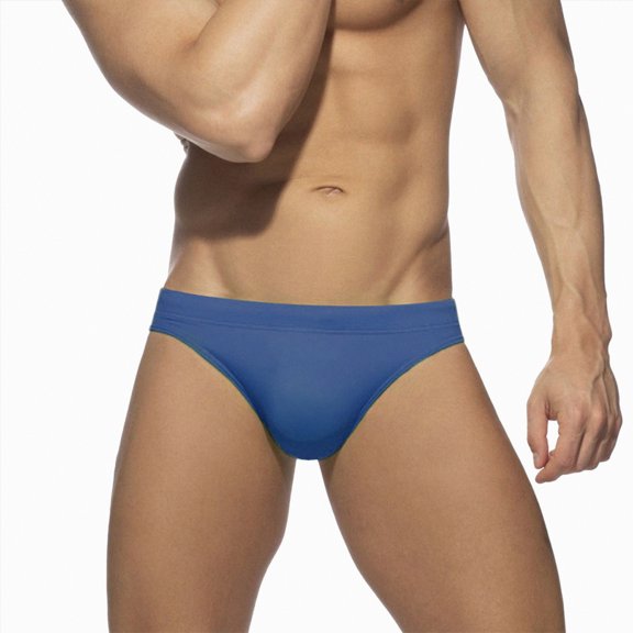 kpoplk Men's Sexy Bikini Swim Briefs Quick Dry Printed Swimsuit Summer Beach Swimwear with Drawstring Size L,Blue