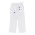 thumbnail image 4 of Ndbuld Essentials Men's Pants, Chinos, Straight-Fit Jogger Men's Casual Beach Solid Color Cotton Linen Loose Drawstring Button Pocket Pants Up to 35% off White 3XL, 4 of 9