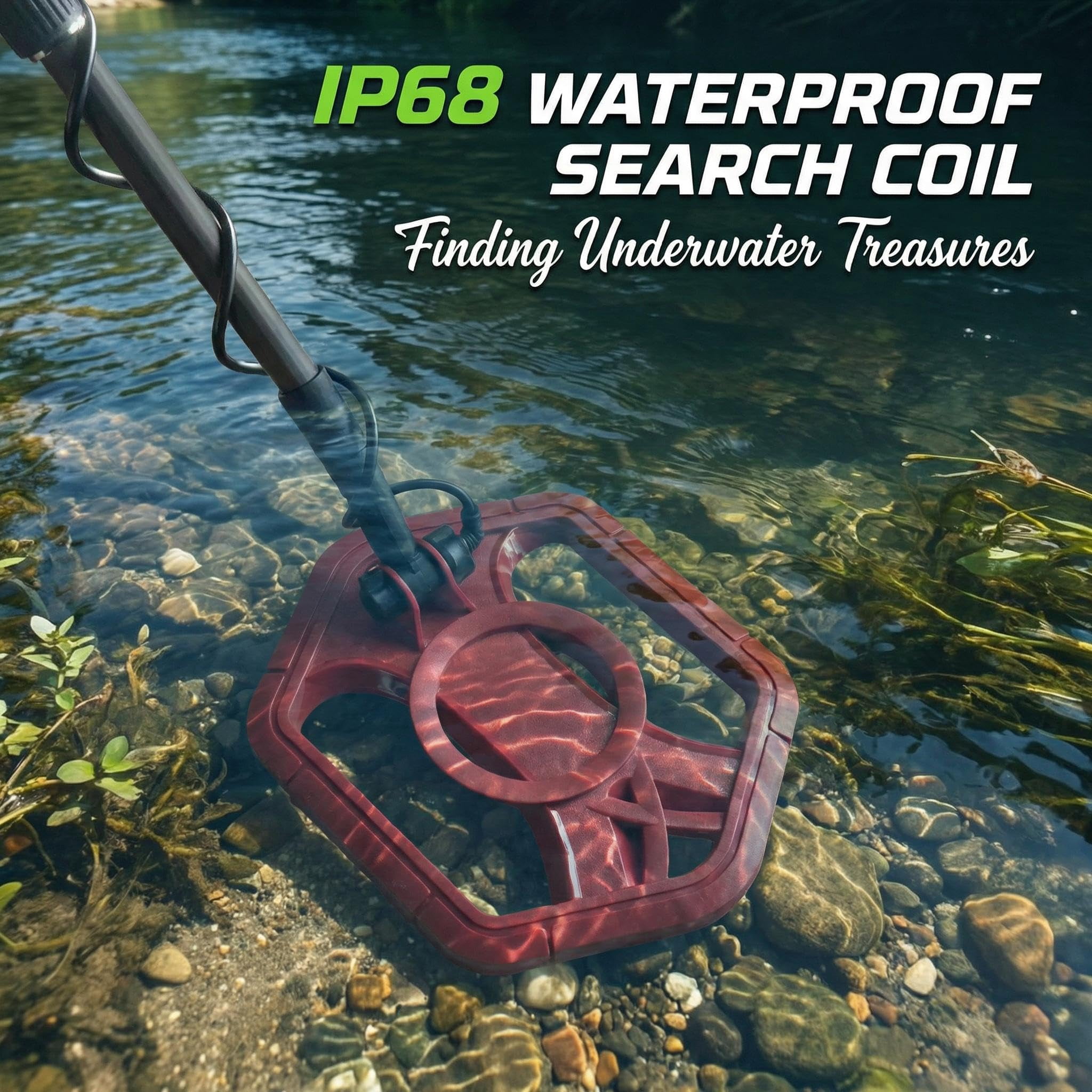 Towallmark Professional Metal Detector for Adults & Beginners, 4 Modes, 10" Waterproof Coil, LCD Display with Pinpoint, Lightweight for Gold, Coins, Jewelry Hunting, Red