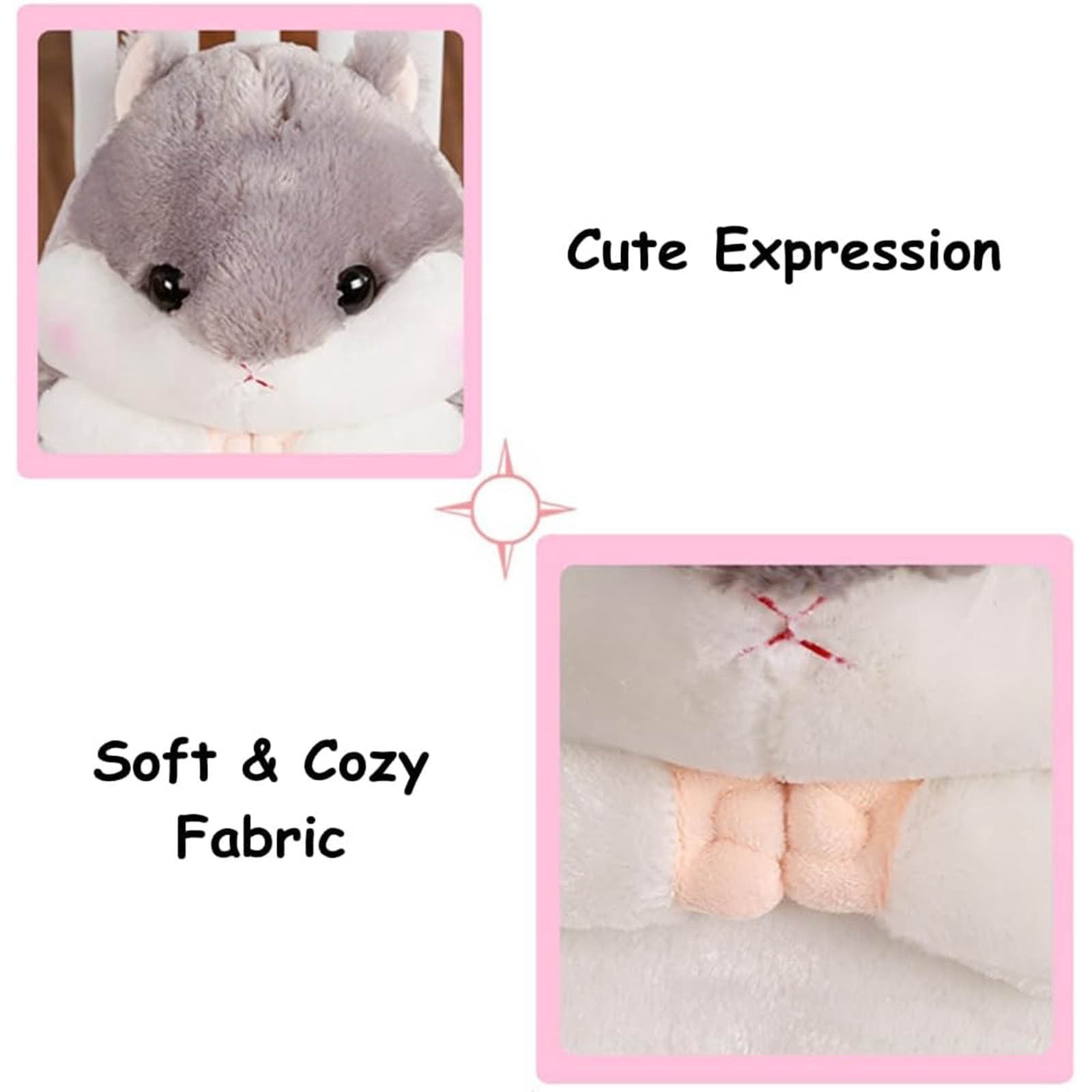 Hamster Reading Pillow with Arms for Adults,Back Pillow for Bed Sitting Up,Soft Plush Backrest Pillow,Cartoon Office Chair Lumbar Support Bed Rest Pillow (Brown, 17.7x15.7 inches)