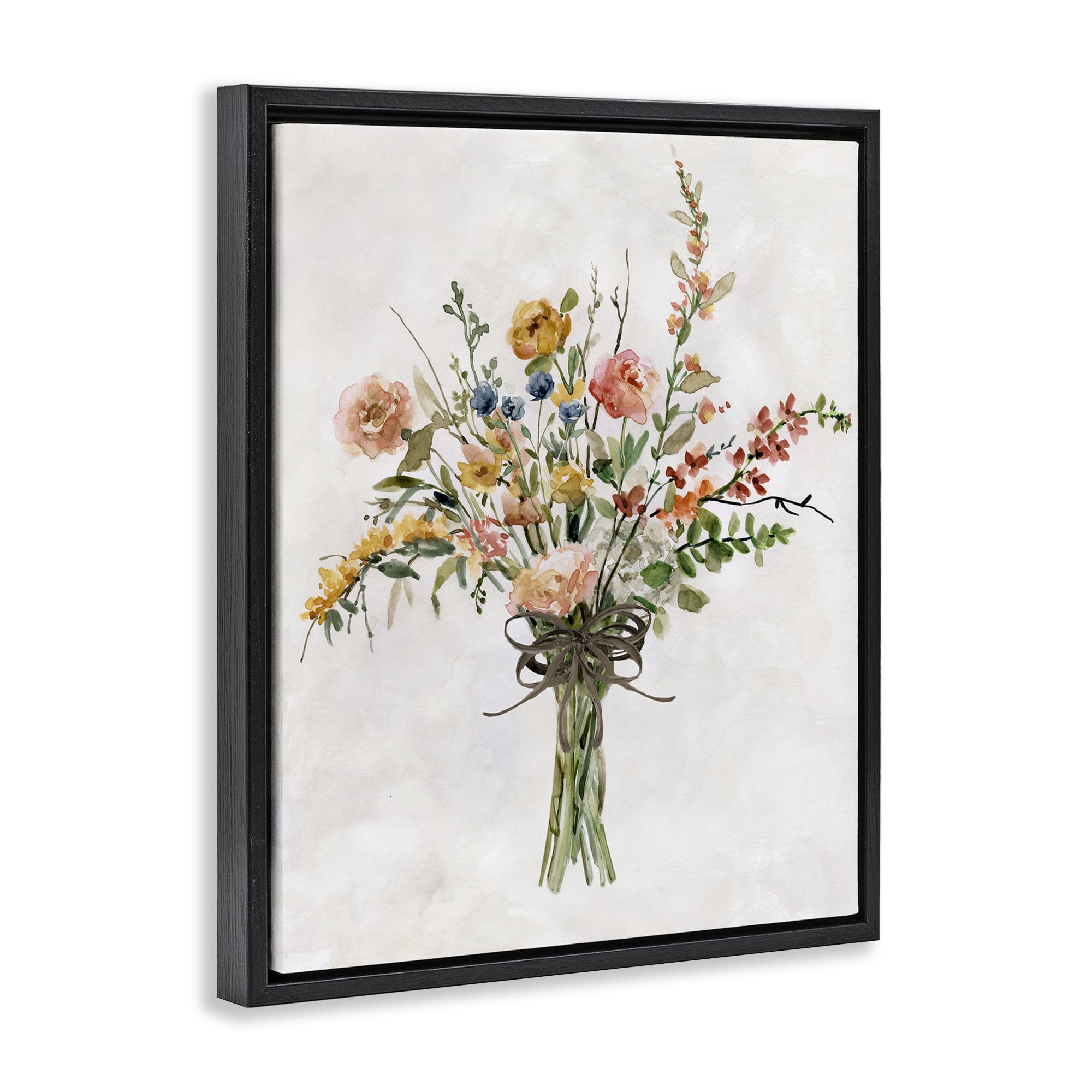 Stupell Industries Charming Bright Bouquet Botanical & Floral Painting Black Floater Framed Art Print Wall Art, 17 x 21