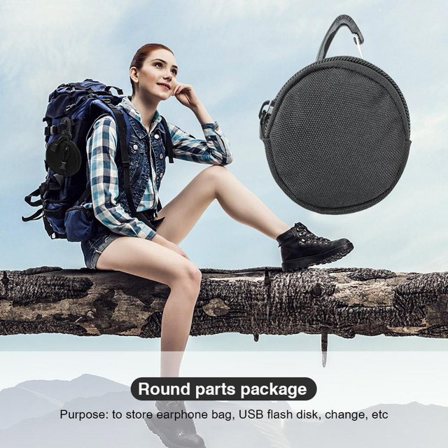 Bolsa de almacenamiento duradera redonda portátil para caza al aire libre, Camping, senderismo, llavero, funda, soporte, riñonera, monedero EDC