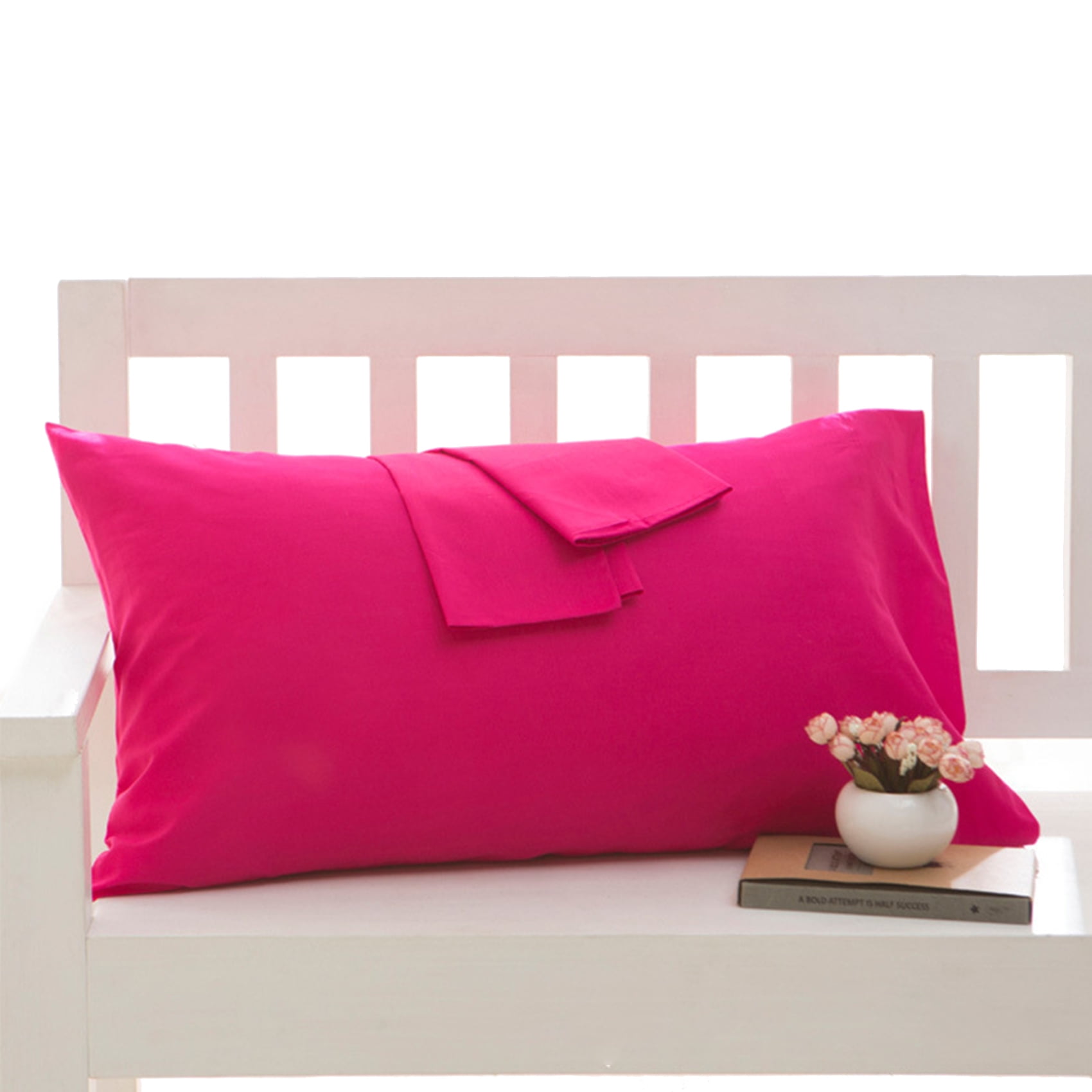 Set of 2 Simple Cotton Pure PillowCases Solid Color Pillowcase Cover