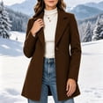 thumbnail image 6 of Women Coat Winter Casual Long Sleeve Solid Color Button Front Lapel Coat with Pockets Soft Loose Fit Cozy Outerwear for Office Wear, 6 of 6