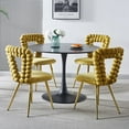 thumbnail image 5 of Fabric Dining Chairs Set of 2, Modern Accent Chairs with Iron Tube Legs and Comfy Backrest, Kitchen Chairs with Gold Frame for Dining Room, Cafe, 5 of 6