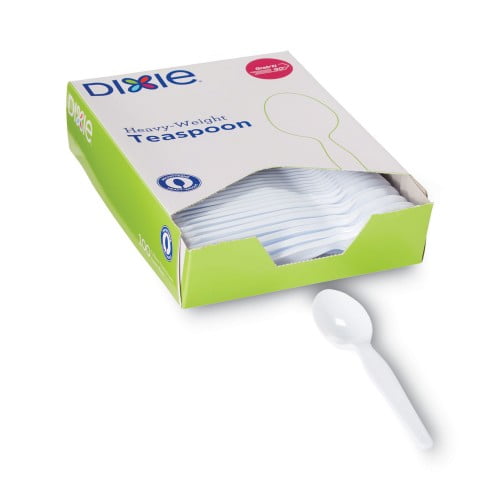 New Dixie Plastic Cutlery, Heavyweight Teaspoons, White, 100/Box,Each
