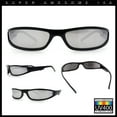 thumbnail image 2 of Retro Slit Thin Narrow Rectangle Curved Wrap Sport Plastic Sunglasses Black - Silver Mirror, 2 of 7