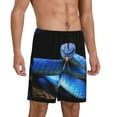 thumbnail image 2 of Naloa Blue Viper Snake Men's Short Pajama Pants, Lounge Comfort Shorts with Elasticized Waistband and Side Pockets - X-Large, 2 of 9