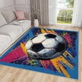 thumbnail image 1 of Sports Theme Area Rugs, Graffiti Soccer Ball Pattern Carpet, Washable Non Slip Low Pile Soft Rug for Living Room Bedroom Decor Mat 2x3ft, 1 of 8