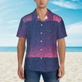 thumbnail image 2 of Pofeuu Violet Glitter Print Hawaiian Shirt for Men Sleeves Casual Button Down Summer Beach Dress Shirts T-Shirts,Large, 2 of 7