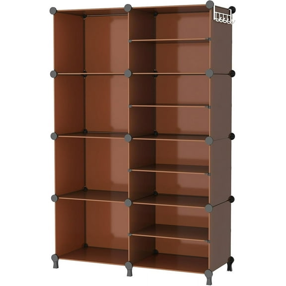 Closet Organizer 8 Cube Storage Shelves Clothes Organizers Closet Storage Stackable Cubby Shelving for Closet Bedroom Living Room Office Cocoa Brown