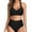 Black, variant on Women Two Piece Vintage Swimsuit Retro Halter Ruched High Waist Bikini with Bottom