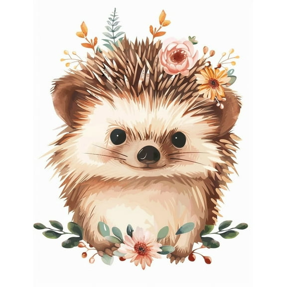 Cute Hedgehog with Flower on Head DIY 11CT Stamped Cross Stitch Kits for Beginners Easy Needlepoint Embroidery Counted Cross Stitch Art Craft for Wall Decoration 12x16inch(4)
