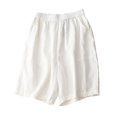 thumbnail image 2 of AXXD Long Shorts for Women Casual Summer Pocket Summer Solid Color Leisure Pants Elastic Waist Cotton And Linen Shorts Pants New year New Activewear, 2 of 6