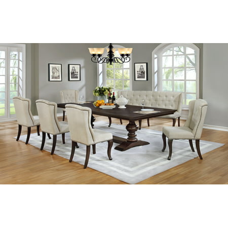Best Quality Furniture Clasic Style 7pc Dining Set with Bench