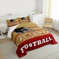 thumbnail image 3 of jejeloiu Football Sport Lover Full Size Comforter Sets,Rugby Helmet Bedding Comforter Set,Red Brown Bedding Sets For Teens,Ultra Soft Home Decor Reversible,3 Pieces, 3 of 8