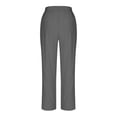 thumbnail image 7 of Karight Women Petite Linen Pants High Waisted Straight Leg Casual Cotton Trousers Elastic Waist Drawstring with Pockets, 7 of 7