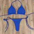 thumbnail image 2 of Susanny Womens Triangle Bikini Sets High Cut Tie Side 2 Piece Bathing Suits String Halter Bikini Swimsuits Blue M, 2 of 4
