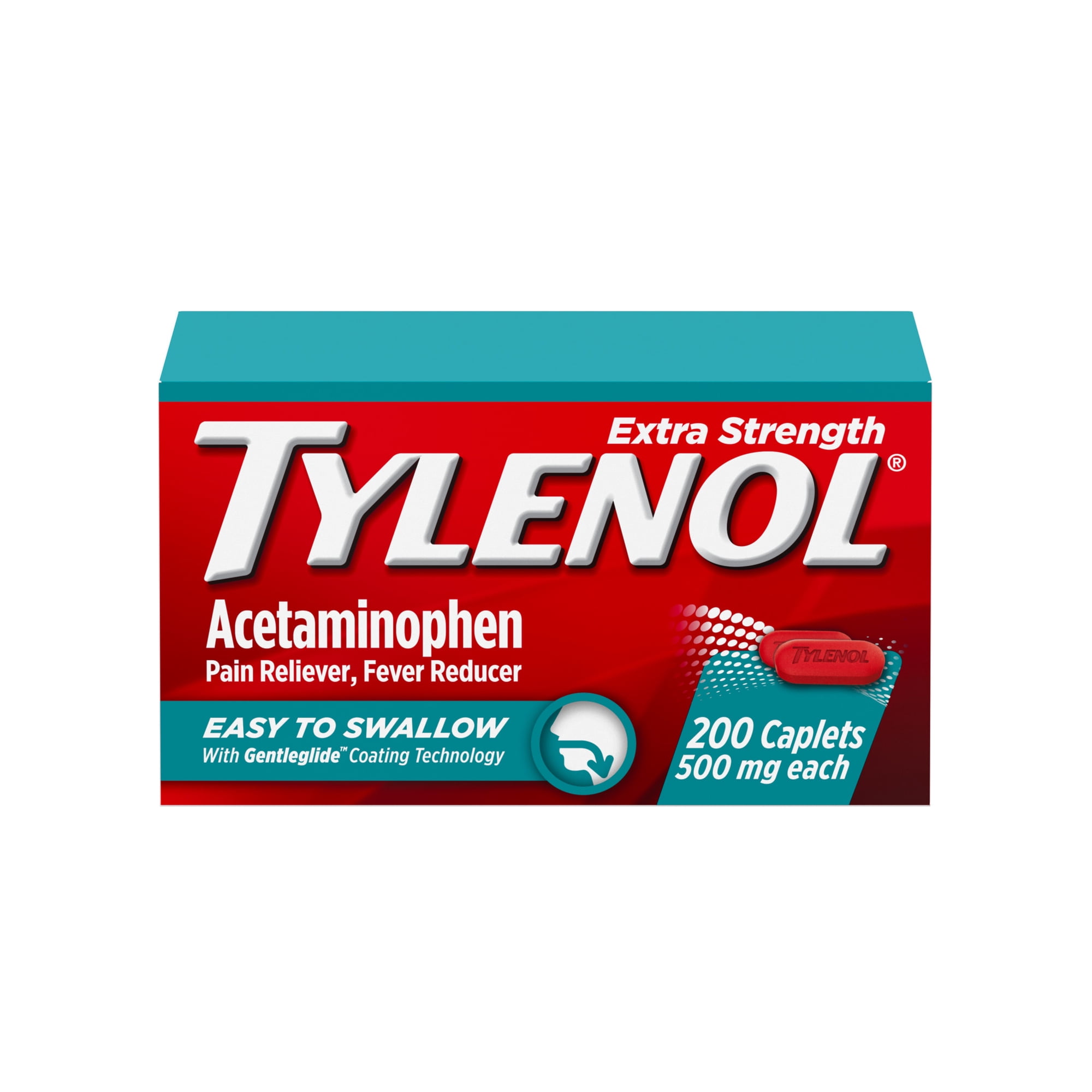 Tylenol Extra Strength Acetaminophen, Easy to Swallow Caplets, Value Size, 200 Count