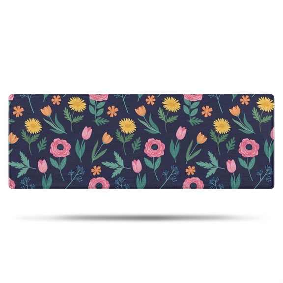Pioneer Flower Floral Print Pattern Bathroom Rugs Mat, Non Slip Microfiber Bathroom Rug with Rubber Backing, Soft Mats for Bathroom Floor Tub Shower, 17"x47"